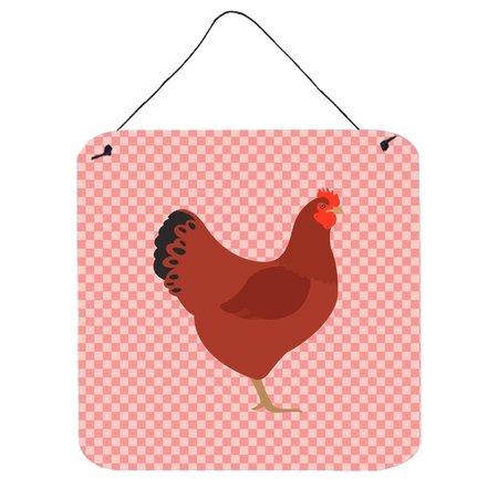 MICASA New Hampshire Red Chicken Pink Check Wall or Door Hanging Prints6 x 6 in. MI229764